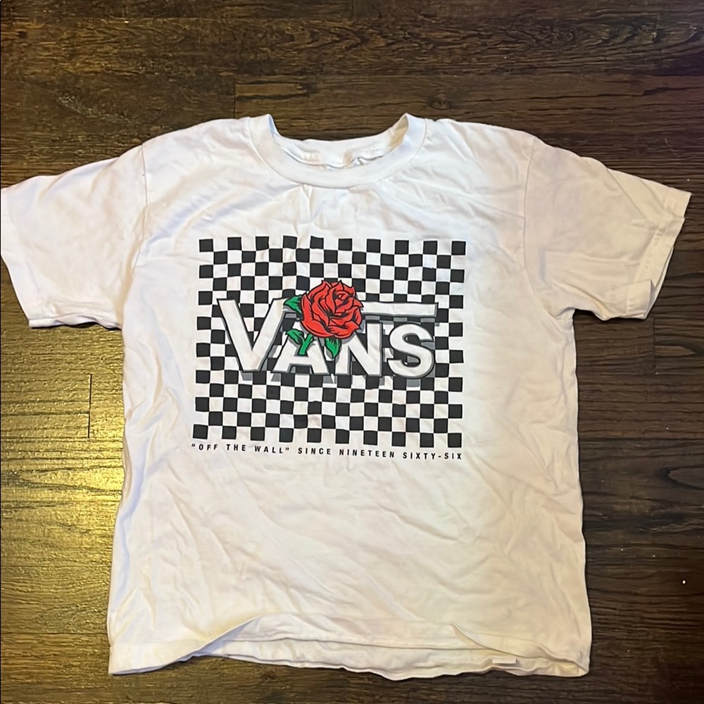 Vans Checkered Tee with Red Rose